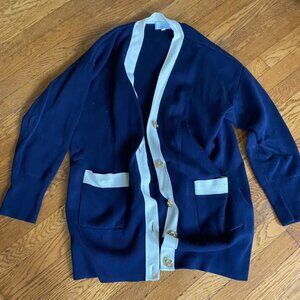Paris Atelier and Other Stories Blue Cardigan with Gold Buttons - Size Medium